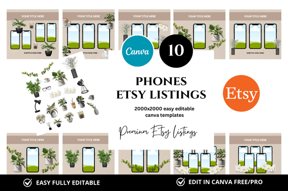 10 Phones Premium Etsy Listings Mockup: Elevate Your Shop's Visuals
