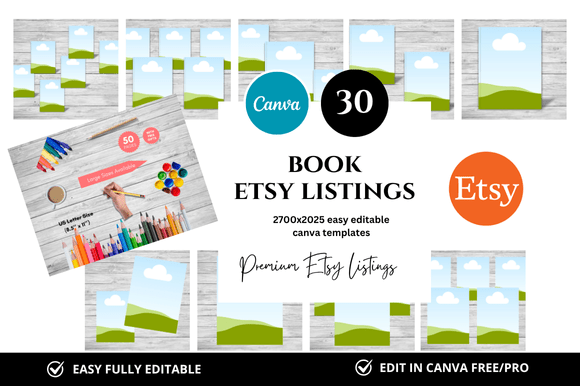 30 Book Premium Etsy Listings Mockup: Streamline Your Visual Branding