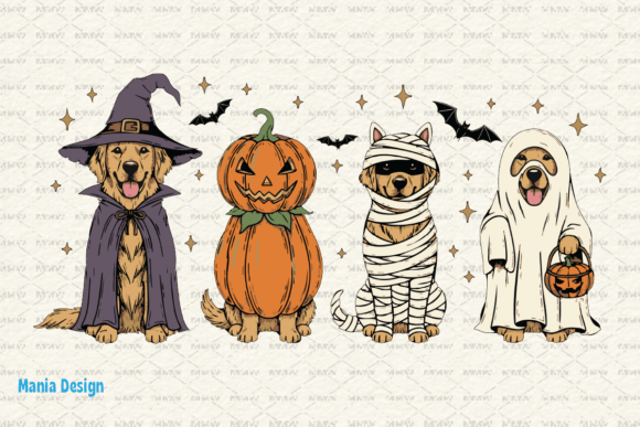 Adorable Halloween Golden Retriever Dog PNG for Spooky Designs