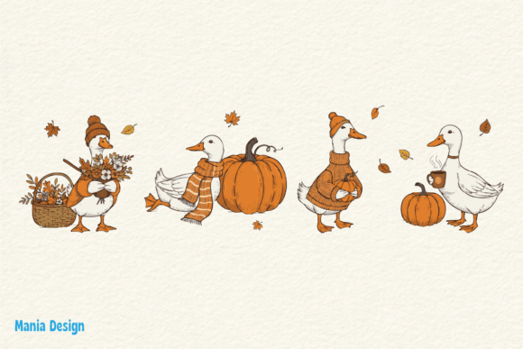 Charming Fall Goose & Thanksgiving PNG Designs