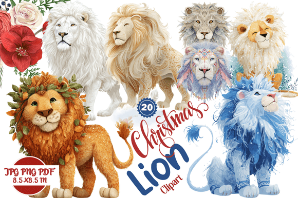 Christmas Lion Clipart: A Bold Design Asset