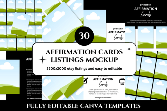 Elevate Your Etsy Shop: 30 Affirmation Card Mockups