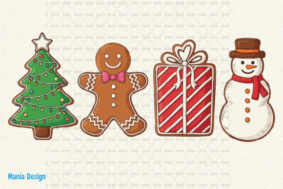 Festive Gingerbread Cookies Snowman Baking PNG for Design