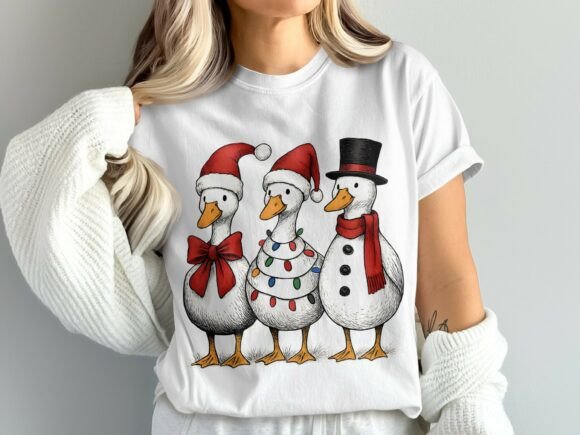Festive Holiday Christmas Geese PNG Design for Creators