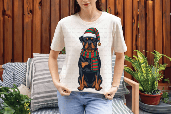 Festive Rottweiler Elf Dog PNG for Holiday Designs