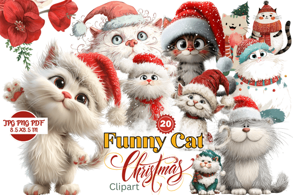Funny Cat Christmas Clipart: A Designer's Festive Toolkit
