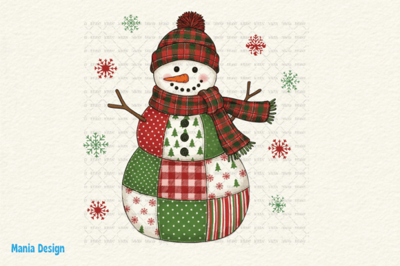 Patchwork Snowman Retro Christmas PNG: A Designer's Asset