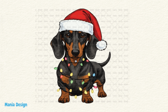Retro Christmas Dachshund Dog PNG: A Festive Design Asset