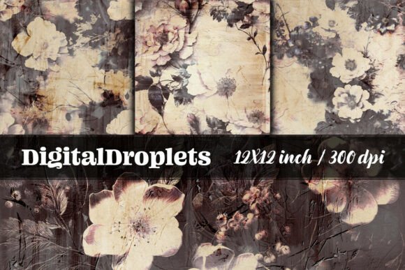 Scratched Florals Vol.1: Vintage Paper Textures for Design